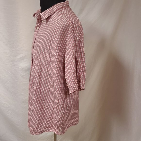 Steve and Barrys Mens XXXL Red Stripe Plaid Short Sleeve Button Up Shirt - Picture 9 of 12